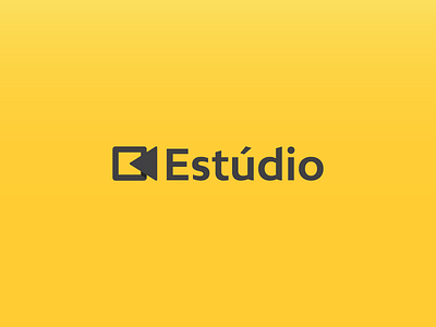 Estúdio Logo brand branding camera gradient identity logo play video yellow