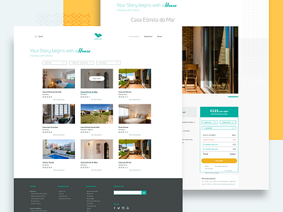 List of houses & Single Page book call to action footer houses list pages turism ui ux web