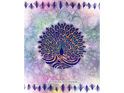 Block printed peacock peacock digital art mixed media