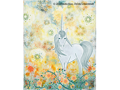 Unicorn childrens art unicorn mixed media
