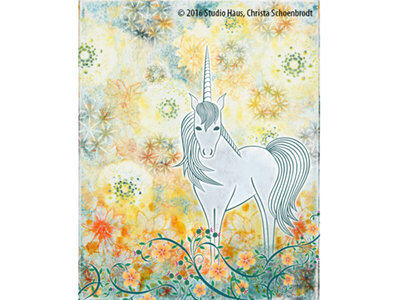 Unicorn childrens art mixed media unicorn
