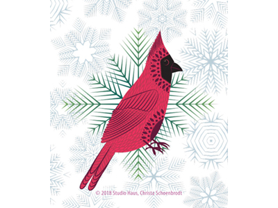 Scandi Holiday Cardinal cardinal holiday snowflakes vector