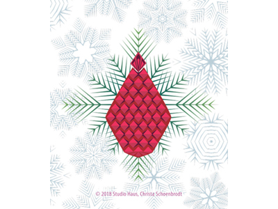 Holiday pine cone abstract illustration snowflakes pine cone holiday art
