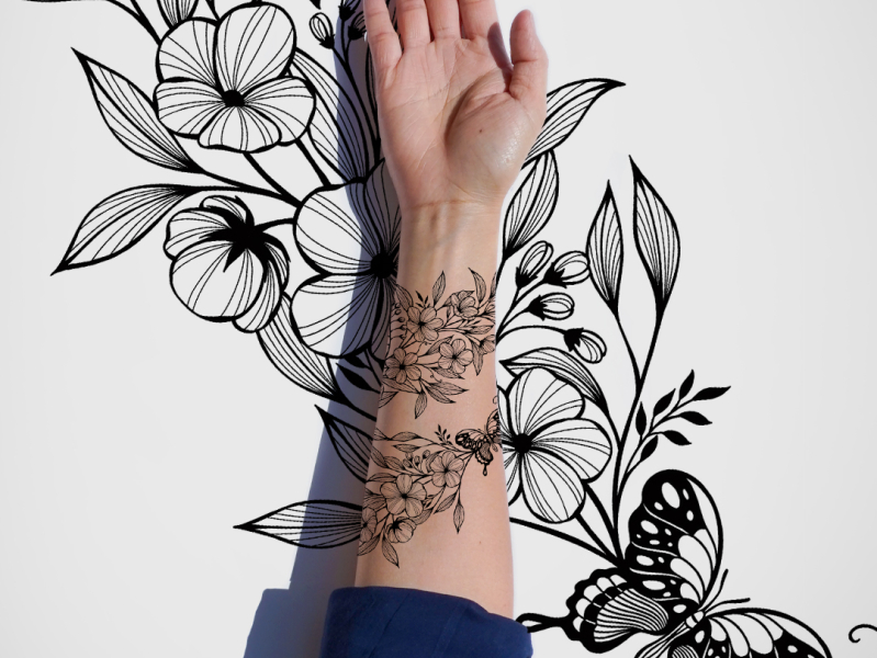 Flower tattoo designai Royalty Free Stock SVG Vector and Clip Art
