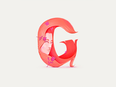 Gorgeous girl from great letter G world 2d adobe eyes face illustration minimal typogaphy typography wacom
