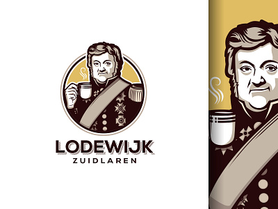 Lodewijk Coffee Shop (logo) branding character character design character logo coffee coffee bar coffee logo coffee shop illustration lodewijk lodewijk van heiden logo mascot mascot logo portrait portrait design portrait logo