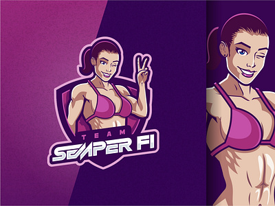 Team Semper Fi (logo) bodybuilding branding character character design character logo e sports esport esport logo esports esports logo fitness logo logo design mascot mascot logo sport sport logo sports sports logo woman