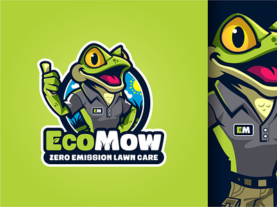 EcoMow (logo) branding cartoon logo character character design character logo eco eco friendly ecofriendly esport esport logo esports esports logo frog frog logo lawn mowing logo logo design mascot mascot logo toad