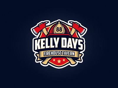 Kelly Days (logo) badge badge logo bar bar logo branding emblem firefighter firefighters fireguard firehouse fireman firestation illustration logo logo design tavern tavern logo