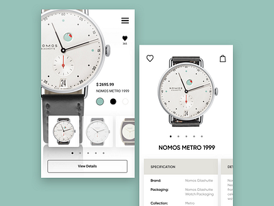 NOMOS WATCH SHOP app branding design flat identity ios minimal type typography ui ux web website