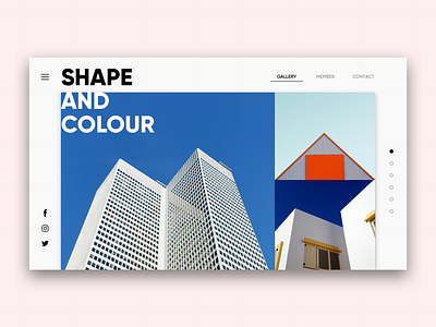 Architecture Gallery Design Concept blue branding design flat geometic identity minimal photography pinky type typography ui ux web website