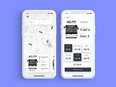 Uber For Buses animation app blue branding bus design flat geometic icon identity illustration logo minimal transportation type typography ui ux web website