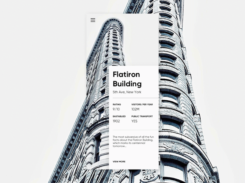 Flatiron Building Guide app branding design designer flat graphic identity minimal motion newyorkcity nyc photography typography ui usa ux web