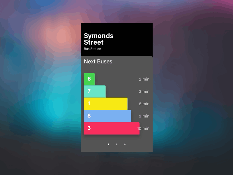 Bus Schedule App app color colour design designer flat geometic interaction material ui minimal motion schedule timer typography ui ux