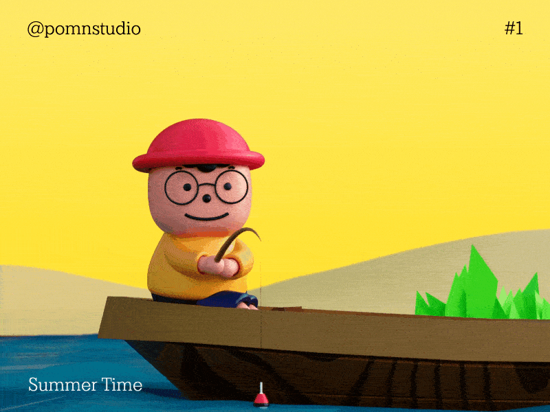 Pomn Summertime - Fishing 3d animation c4d design motion summer