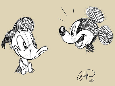 Mickey and Donald Sketch. 1928 80th anniversary art cartoon disney donald duck fan iwerks mickey mouse pato rata raton scene sketch ub walt