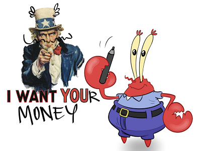 I WANT YOUR MONEY bob cangrejo cartoon crustaceo esponja krab krabby mr nickelodeon señor sponge squarepants toon