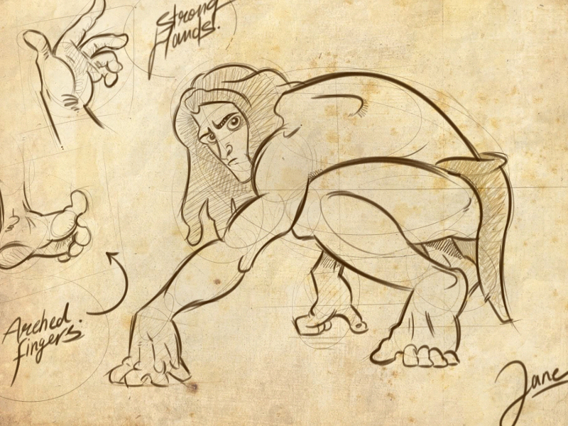 TARZAN ANIMATION DRAWING Disney Research PHOTOCOPY Traditional Hand Drawn  Art 3 | eBay
