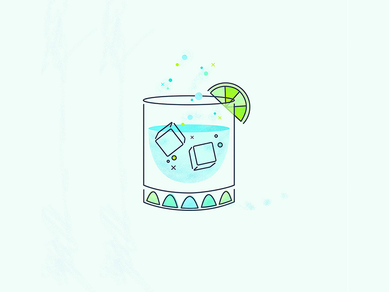 gin & tonic alcohol animation beverage blue cocktail drink gif gin graphic design green ice icon illustration lime line illustration tonic vector