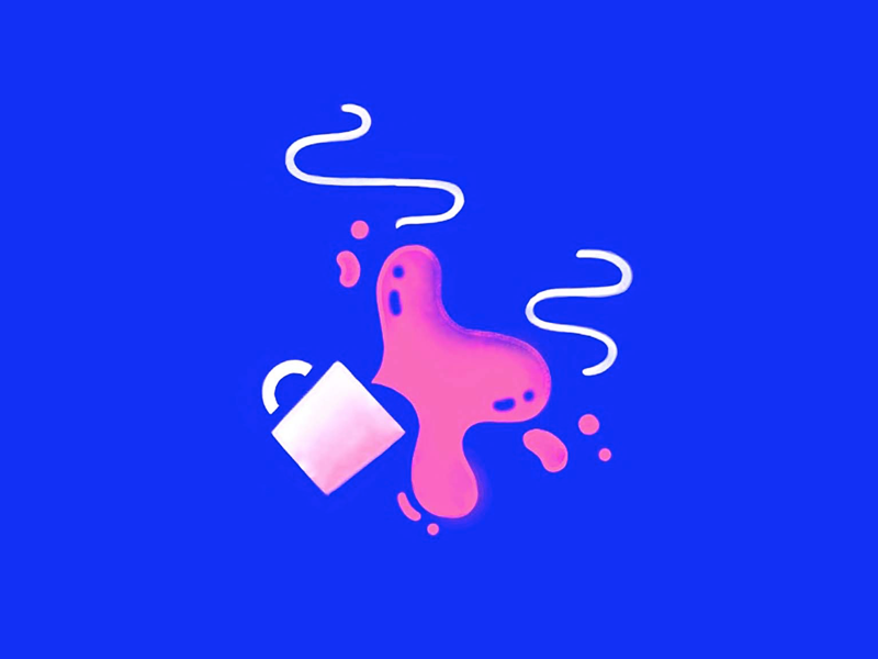 sloppy morning doodle design icon vector graphic design ui mug logo design branding texture color spill blue pink illustrate tea coffee illustration