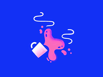 sloppy morning blue branding coffee color design doodle graphic design icon illustrate illustration logo design mug pink spill tea texture ui vector