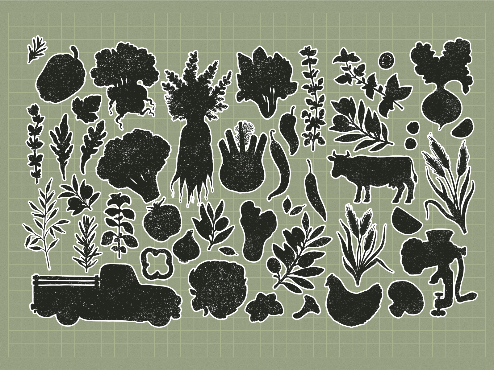 linocut vegetables by Mary Zabaikina on Dribbble