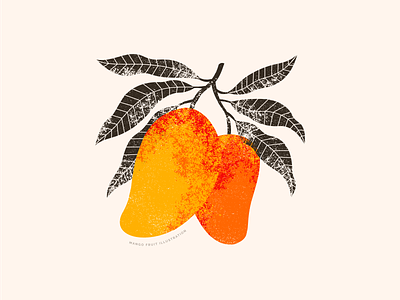 Mango fruit illustration mango retro textured vector xara
