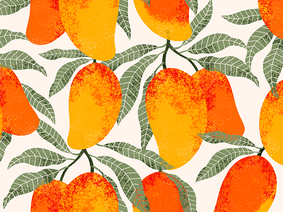 Mango trees branch fruit illustration leaf mango pattern textured tree vector xara