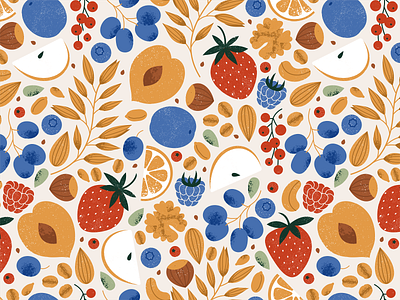 Granola berries cereal food fruits granola illustration oats pattern vector xara
