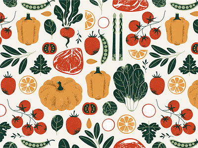 Meat and vegetables pattern food pattern illustration meat pattern pumpkin textured illustration vector vegetables xara