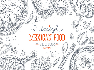 Mexican food food illustration line mexican stock tasty vector xara