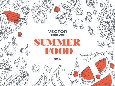 Summer Food food fresh illustration line shutterstock stock summer vector xara