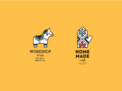 Handmade Logo craft dala folk glove handmade horse illustration logo stock sweden vector xara