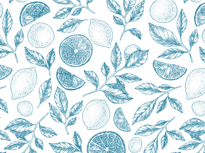 Lemons Pattern citrus engraved lemons lines sketchy vector xara