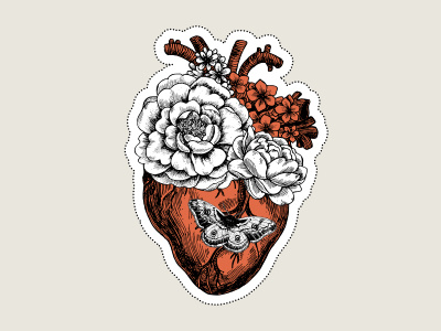 Floral Heart anatomical heart floral flower halloween heart rose tattoo valentines vector xara