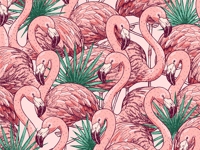 Flamingo bird flamingo illustration pink seamlesspattern shutterstock stock image summer tropic vector xara