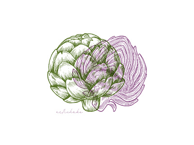 Artichoke 3d anaglyph artichoke illustration ink line sketch vector vegetable xara