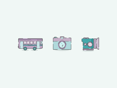 mixed icons bus camera girly icons illustration illustrator vector video