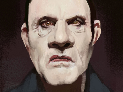 John Malkovich plays Mystery Man art house movie brushes texture david lynch digital illustration hyperrealism lost highway monster mystery man photorealistic portrait realistic scared semirealistic