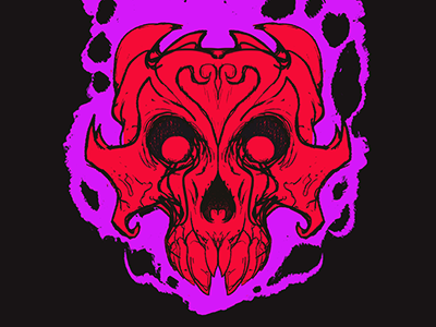 An Skull bright dark demon drawing illustration saturated skeleton sketch skull