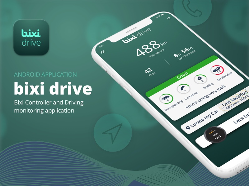 BixiDrive — Bixi Controller and driving monitoring application teddygraphics ui ux uiux driving monitoring driving app