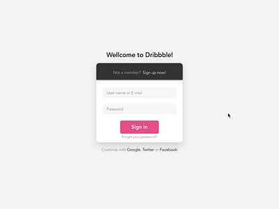 Hello Dribbble! ( Dribbble login ) animation dailyui log in sign in sign up ui ux web website