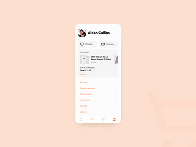 User Profile (eCommerce) — Daily UI Challenge — Day #6 account dailyui dailyui 006 ecommerce mobile app personal profile shop user