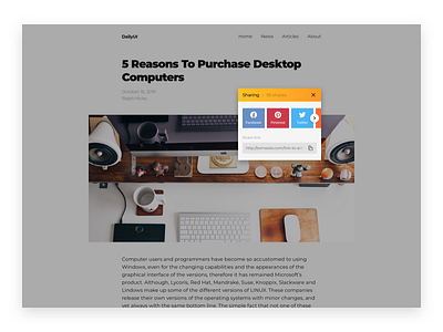 Social Sharing — Day #10 — Daily UI Challenge dailyui dailyui 010 facebook link pinterest share sharing social social buttons twitter