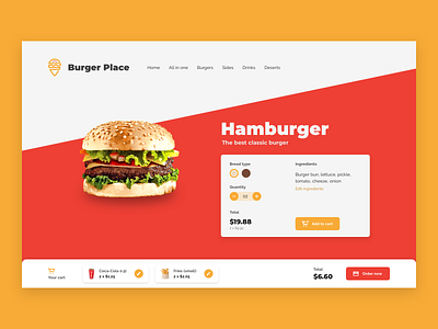 Product Page (Hamburger) — Day #12 — Daily UI Challenge burger cart dailyui e commerce ecommerce food product product page shop