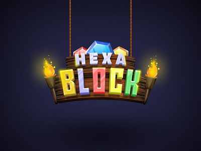 HEXA BLOCK PUZZLE game title design 2d art 2d game art game art game design game logo game title illustration puzzle puzzle game