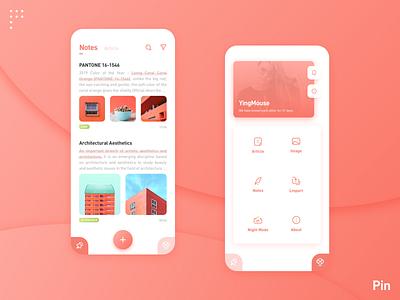 Pin app icon living coral coral orange notes orange ui