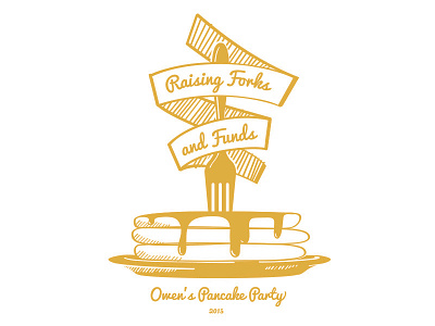 Short stack banner brush script fork illustration pancake sketch