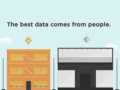 Data for Humans big data chart data houses humans illustration lights people store street light