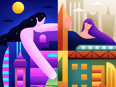 Night & Day app design illustration
